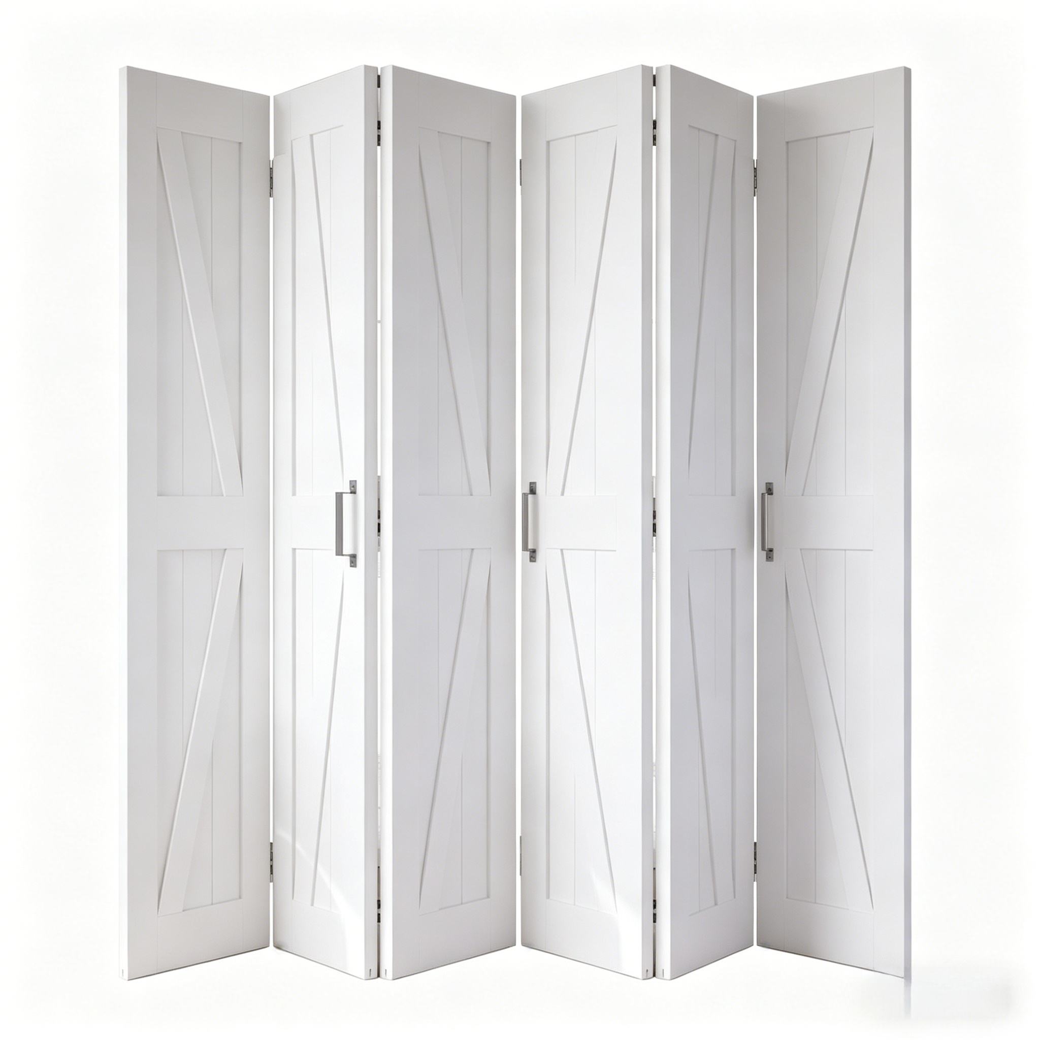 Qifan Double-Fold Sliding Barn Door Track MDF Glass Bedroom Walk-in Closet Small Space Saving Easy Installation Smooth Operation